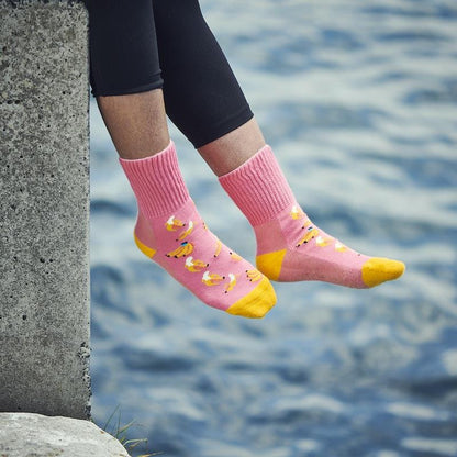 Glucology Copper-Infused Socks - 2 Pairs (Small) - Fun Banana Design