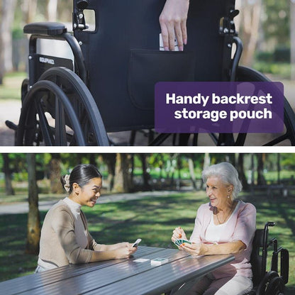 Equipmed 24 Inch Folding Wheelchair - X-Large & Comfortable