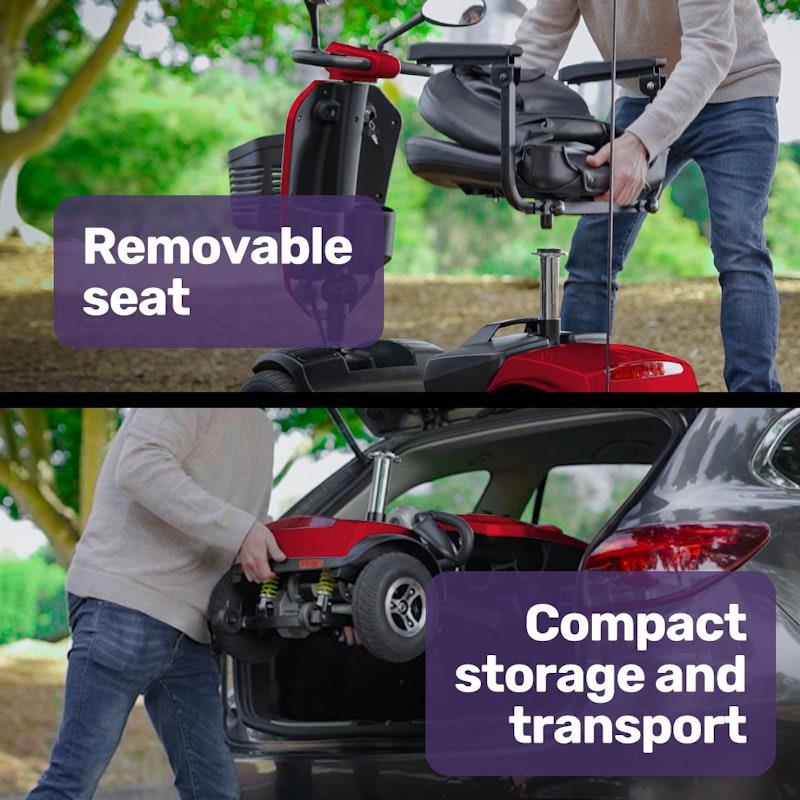 Equipmed Pathline Mid-Sized Electric Mobility Scooter for Elderly - Red