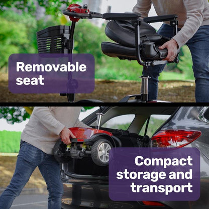 Equipmed Freeroam+ Mid-Sized Foldable Electric Lithium Mobility Scooter - Red