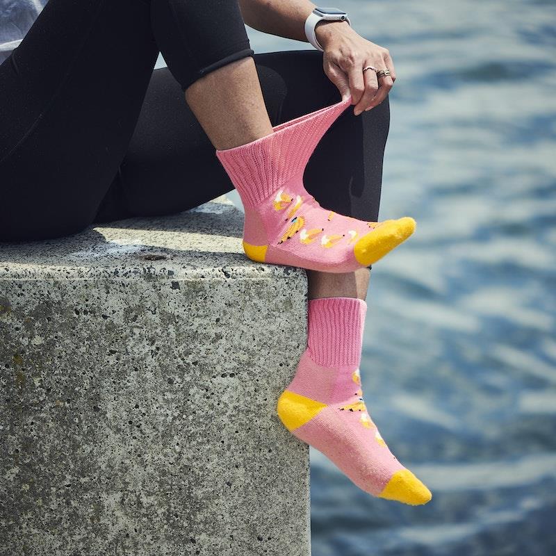 Glucology Copper-Infused Socks - 2 Pairs (Small) - Fun Banana Design