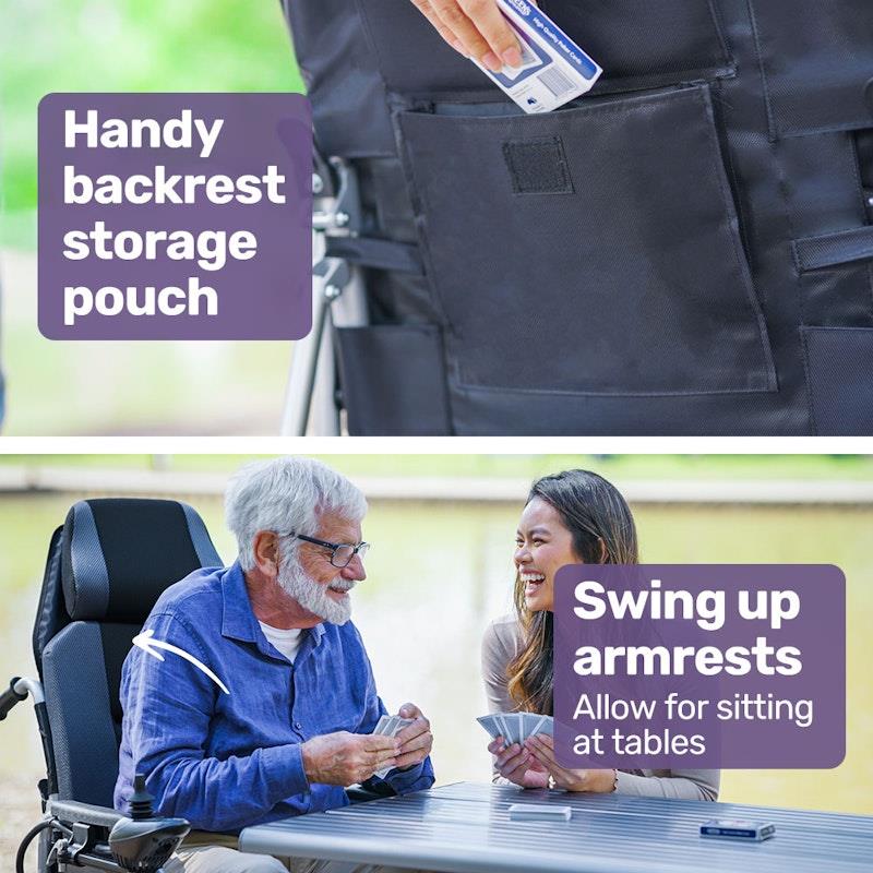 Equipmed Power Electric Wheelchair - Longrange Auto Recline (Grey & Black)