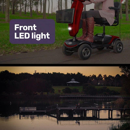 Equipmed Pathline Mid-Sized Electric Mobility Scooter for Elderly - Red
