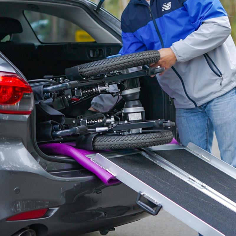 Equipmed Power Electric Wheelchair - Longrange for S-XL (16" Wheels, Black & Blue)