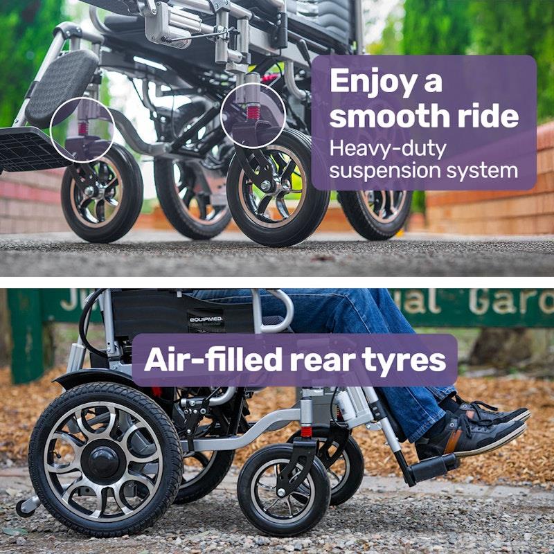 Equipmed Power Electric Wheelchair - Longrange Auto Recline (Grey & Black)