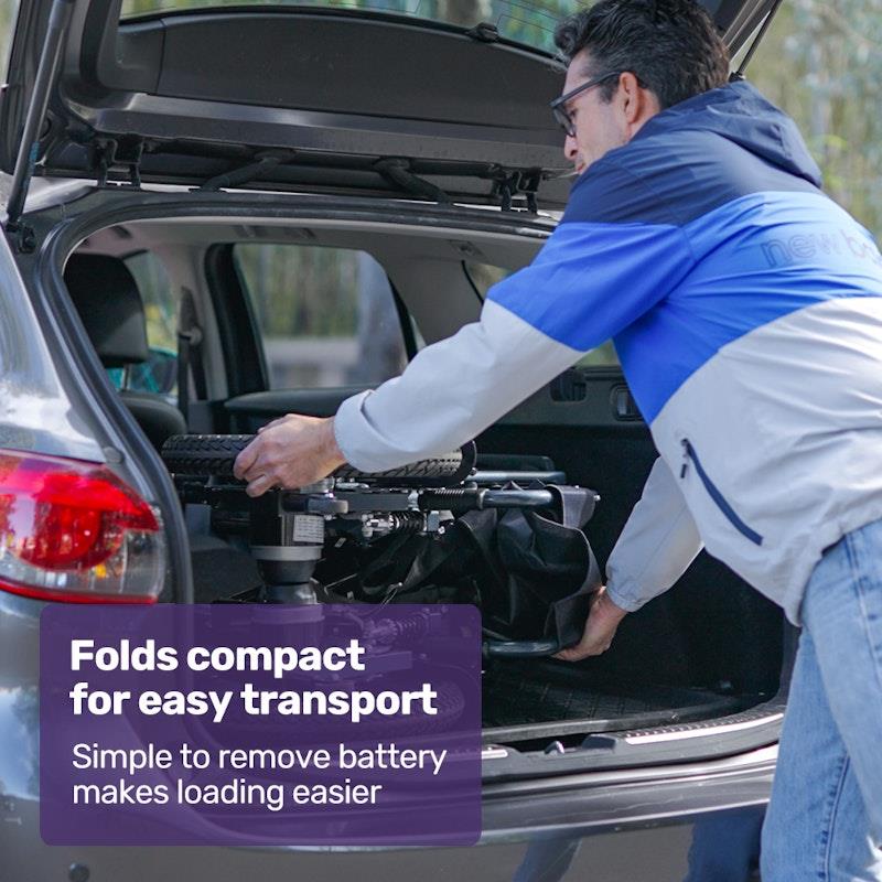 Equipmed Electric Folding Wheelchair - Wide Bariatric Seat, Comfortable for S-XL, Long Range Lithium Battery - Black