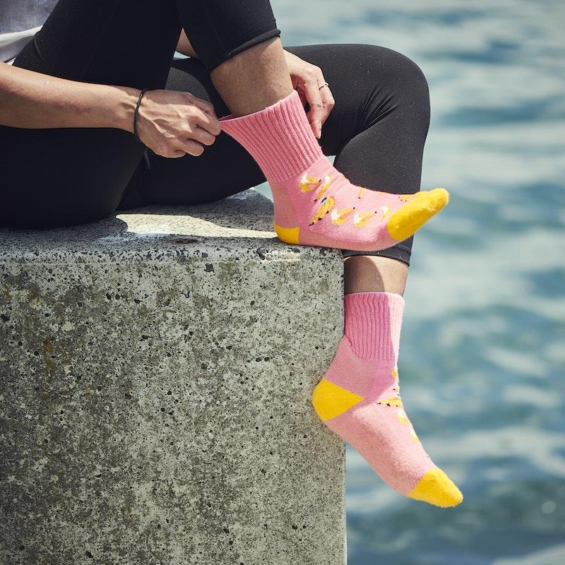 Glucology Copper-Infused Socks - 2 Pairs (Medium) - Fun Banana Design
