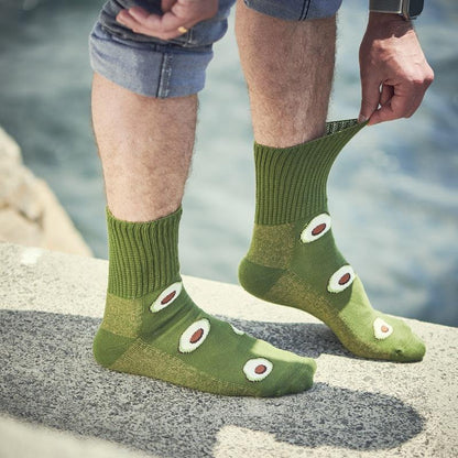 Glucology 6 Pack Fun Patterned Socks - Bananas, Avocado & Eggs (Large)