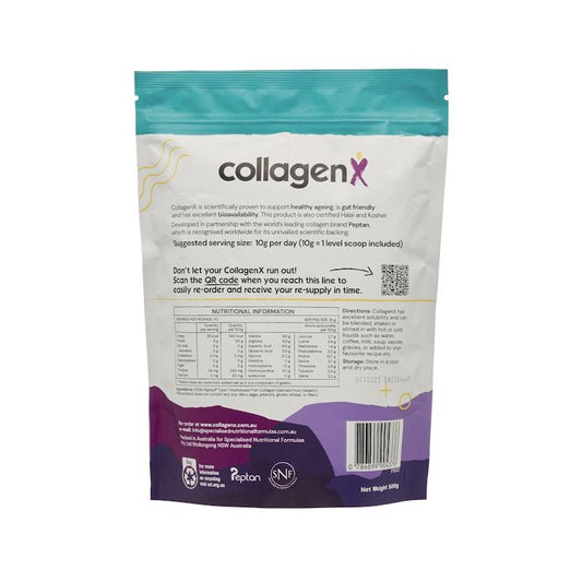 CollagenX Pure Hydrolysed Fish Collagen Peptide Powder - 500g for Skin and Joint Health