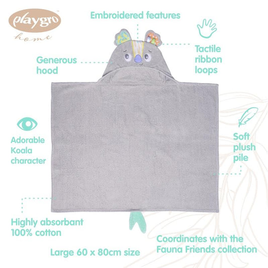 Playgro Fauna Friends Hooded Towel Koala - Soft & Cozy Bath Time Essential-Auzzi Store