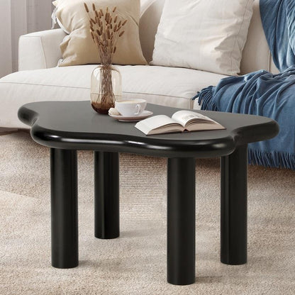 Oikiture Irregular Black Coffee Table - Unique Sofa & Cafe Desk