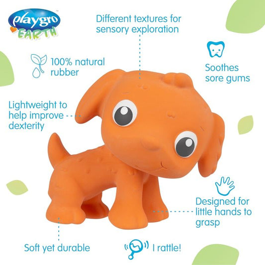 Playgro Eco Play Natural Rubber Pooky Puppy - Orange-Auzzi Store