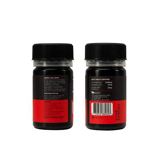 BN Healthy Iron - 24mg Iron (II) Glycinate with Vitamin C - 30 Tablets