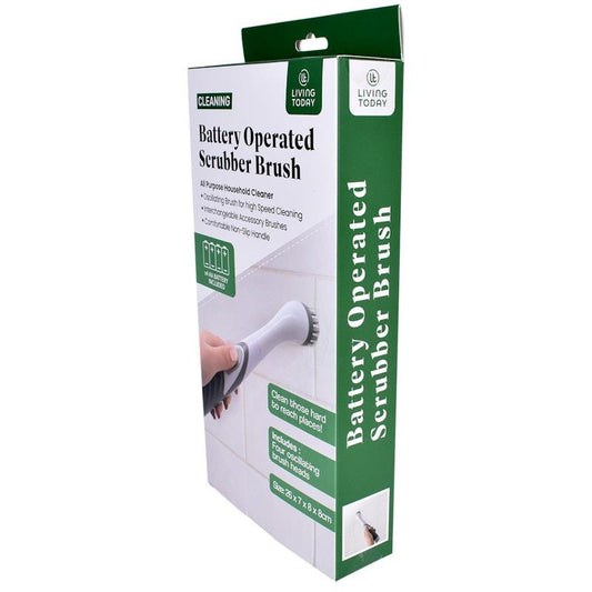 Living Today Battery Operated Scrubber Brush with 4 Interchangeable Heads - 1 Pack-Auzzi Store