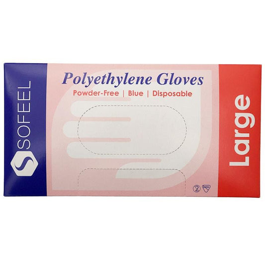 Sofeel Disposable Polyethylene Gloves - Powder Free, Latex Free, Large (500 Pieces/Box)