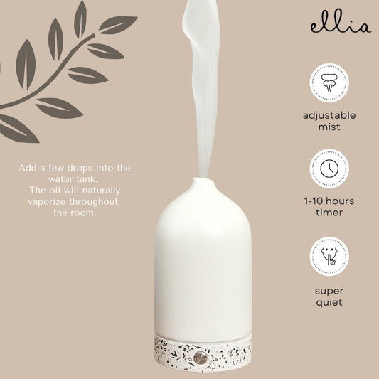 Ellia Pure Aroma Diffuser - Ceramic & Terrazzo White – view 2 - Auzzistore