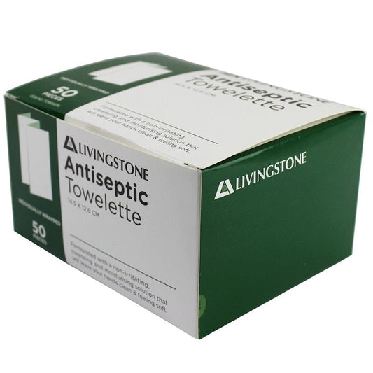 Livingstone Hand Sanitising Antibacterial Towelette - 50 Pieces