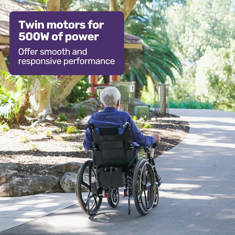 Equipmed PowerCruise DualSmart Electric Wheelchair - Black & Blue