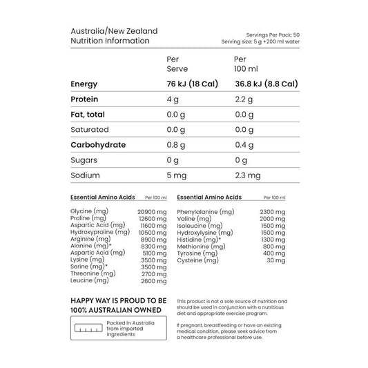 Happy Way Unflavoured Marine Collagen Powder - 250g - Beauty & Wellness Booster