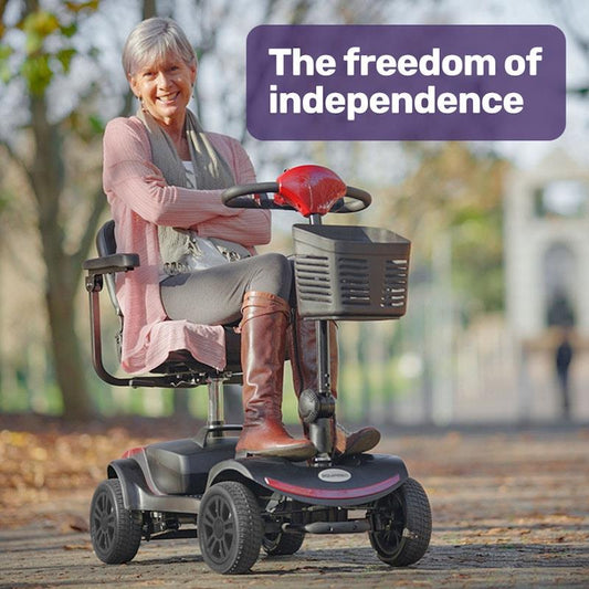 Equipmed SmartRider Folding Electric Mobility Scooter - Black & Red