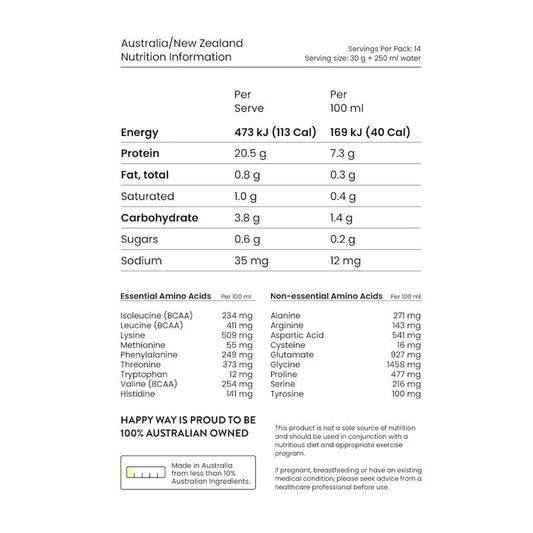 Happy Way Apple Peach Vegan Protein Water Powder - 420g