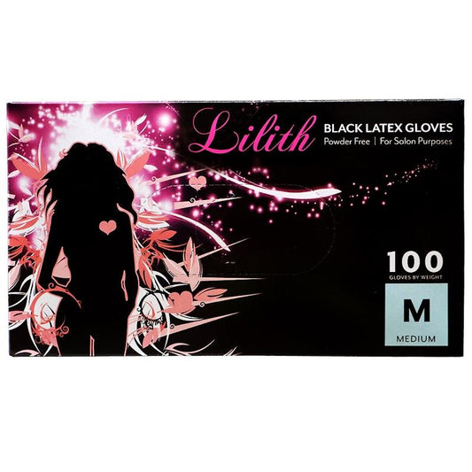 Lilith Salon Powder-Free Black Latex Gloves - Medium (100 Pieces/Box)-Auzzi Store