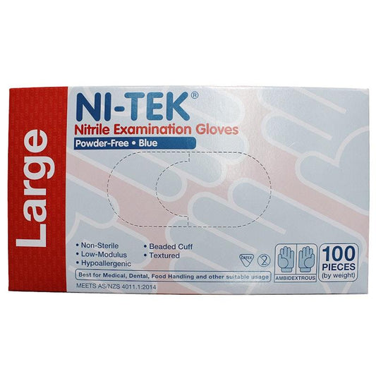NI-TEK Nitrile Powder Free Gloves - Large Size (100 Pieces/Box)