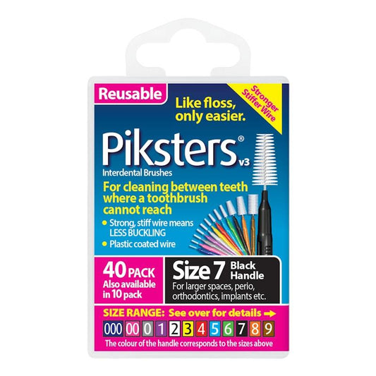 Piksters® Interdental Brushes Black Size 7 - 40 Pack for Superior Oral Hygiene