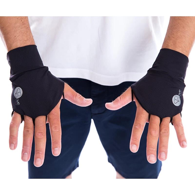 SParms UPF50+ Palmless Sun Protection Gloves (Black) - Medium