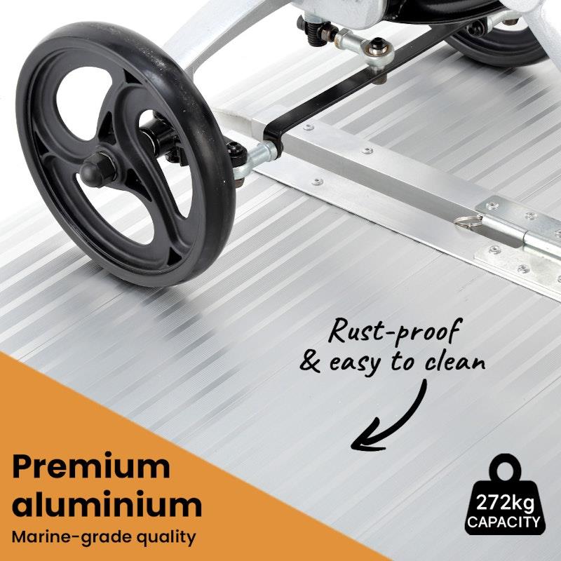 Equipmed 182cm Portable Folding Aluminium Access Ramp - Silver