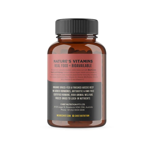 Chief Organic Beef Liver, Heart & Kidney (Immunity) - 120 Capsules-Auzzi Store