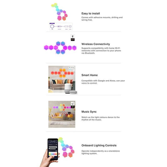 Laser Smart Home DIY Hexagon Light Multicolor - Transform Your Space-Auzzi Store