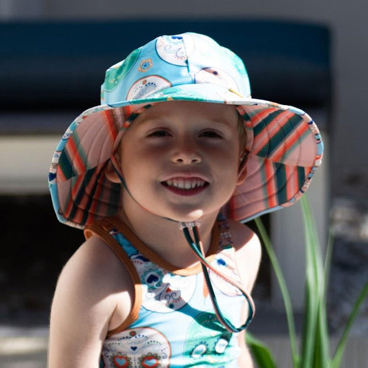 Tyoub Kids Wide Brim Bucket Hat - Skulls Serape Stripe (Large) - Auzzistore