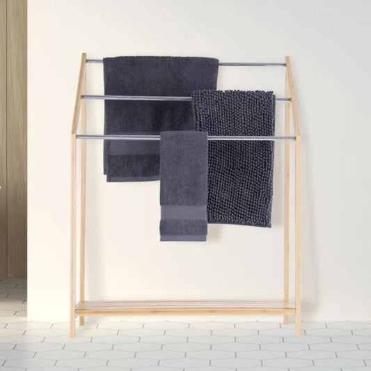 Clevinger Bamboo Towel Holder with 3 Rails & Shelf - 85cm-Auzzi Store