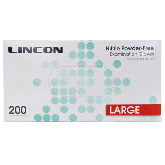 Lincon Nitrile Examination Gloves - ASTM Powder Free - Large - 200 Pieces/Box