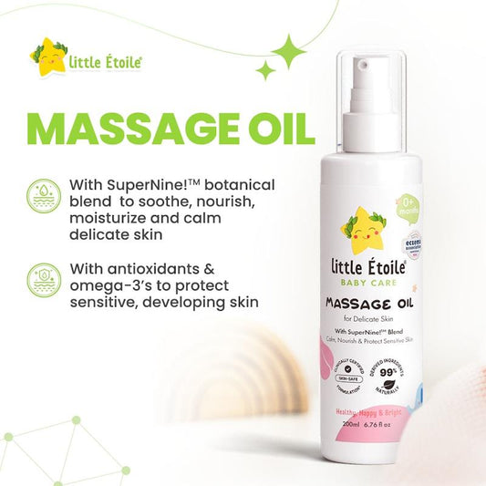Little Étoile Baby Massage Oil for Delicate Skin (0+ Months) - 200ml - Auzzistore