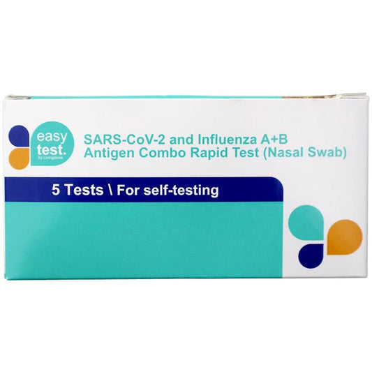 EasyTest COVID-19 & Influenza A/B Antigen Combination Nasal Test Kit (5 Pack)