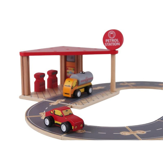 Riababy Wooden Petrol Station Playset - 1 Unit