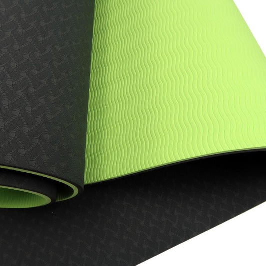 Powertrain TPE Pilates Yoga Mat - 8mm Black Green