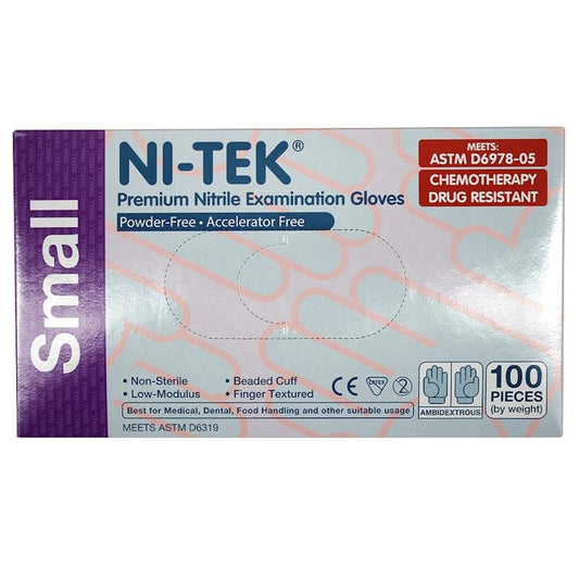 NI-TEK Nitrile Accelerator Free Powder Free Gloves - 100 Box (Small)
