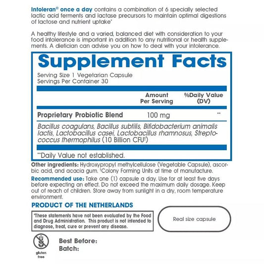 Intoleran Once-A-Day for Lactose - 30 Capsules for Daily Lactose Intolerance Support – view 2