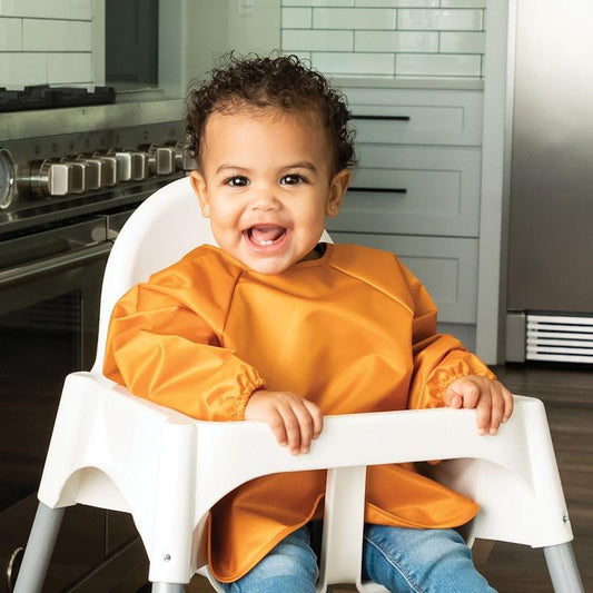 Tiny Twinkle Mess-Proof Full Sleeve Bib 2 Pack - Sand & Cinnamon (Small 6-24M)