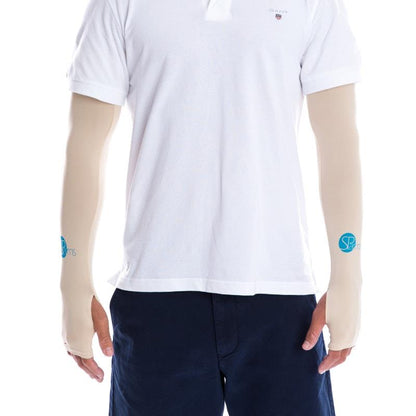 SParms UPF50+ Sun Protection Arm Sleeves with Thumbhole (Beige) - Small