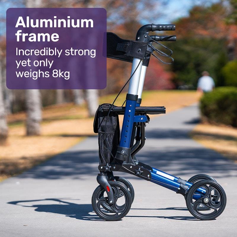 Equipmed Easy Stride Foldable Aluminium Walking Frame Rollator - Blue