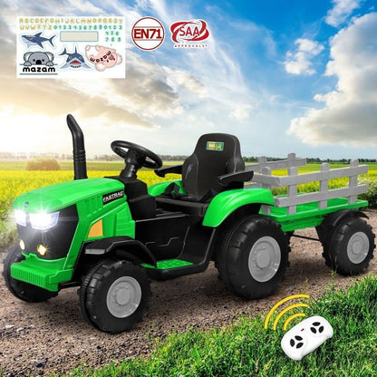 Mazam Kids Ride On Tractor - 12V Remote Control Electric Toy - XL Green