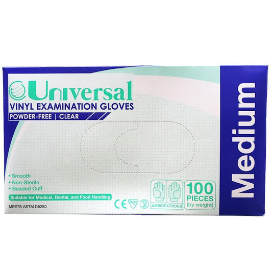Universal Powder-Free Vinyl Examination Gloves - Medium (100 Pieces)-Auzzi Store