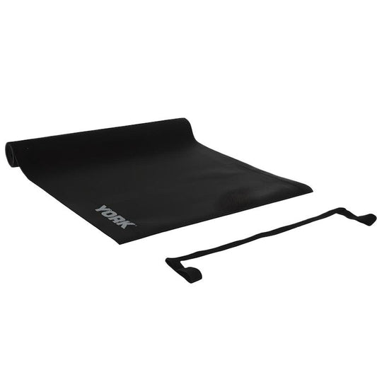 York PVC Yoga Mat with Carrying Strap (Black) - One Size