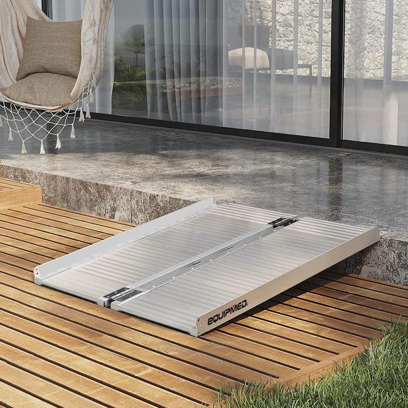 Equipmed 91cm Portable Folding Aluminium Access Ramp - Silver