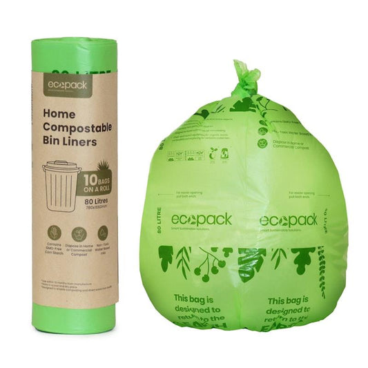 Ecopack 80L Compostable Garbage Bags - Eco-Friendly Bundle (3 Rolls/30 Bags)-Auzzi Store