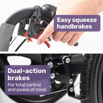 Equipmed Folding Transit Wheelchair Lightweight Grey - Smart Travel Companion